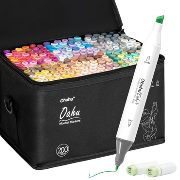 Ohuhu Oahu Series Alcohol Based 320 | 200 | 100 + 1 Vibrant Colors with Colorless Blender Dual Tip Fine and Chisel Art Marker Colored Pens for Illustrations, Drawing, Coloring, Stationery, Arts & Crafts