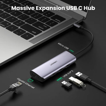 UGREEN 4-Port USB 3.0 Type C Ethernet Adapter Hub for MacBook, iMac, PC, Desktop Computer, Laptop, Phone, Tablet, etc. - Supports Windows, MacOS, Linux, Chrome OS, Android | 60718