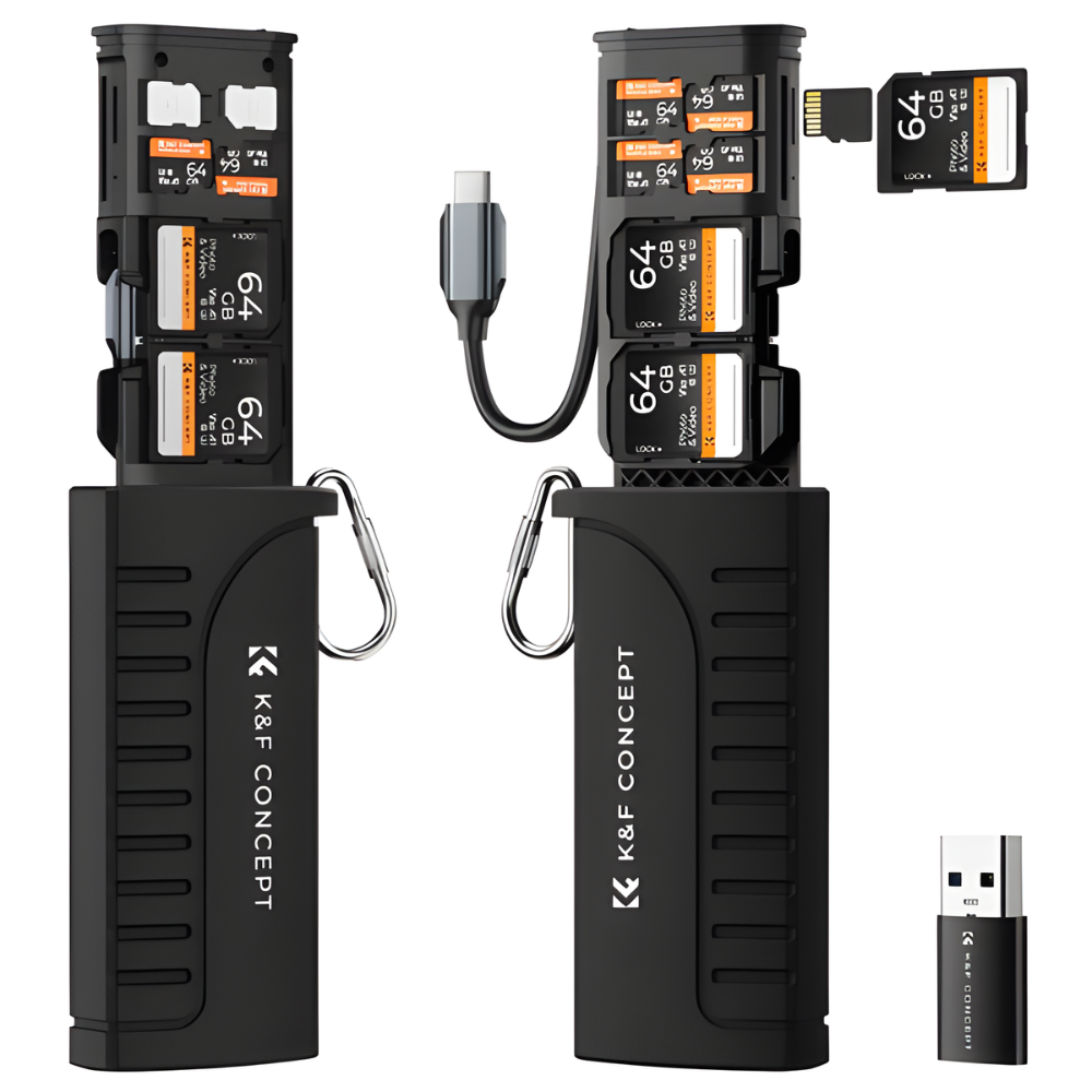 K&F Concept USB 3.1 UHS-II High-Speed Card Reader Storage Case, 312MB/s SD/TF Transfer, IP54 Design