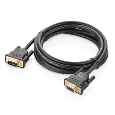 UGREEN 3-Meter DB9 RS232 9-Pin Serial Cable Female to Male with Built-In Locking Bolts for Personal Computers, Equipment, and Peripherals | 20147