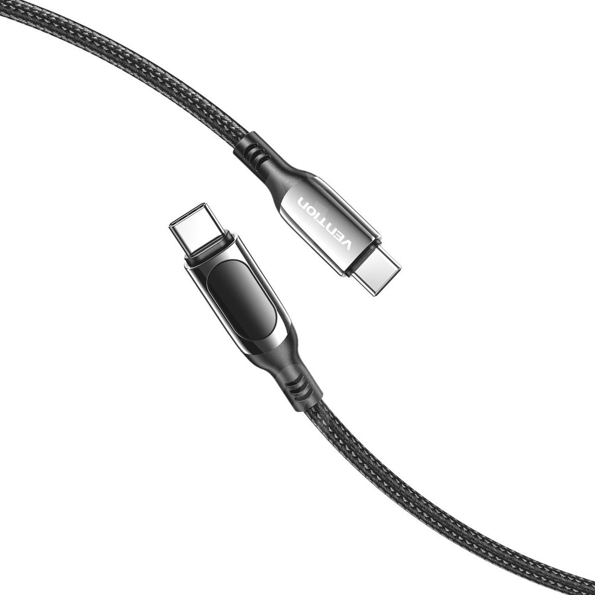 Vention 5A 100W USB-C 2.0 Male to Male Charging and Data Cable with Built In Charge Speed LED Display and Up to 480Mbps Data Transmission for Mobile Devices and Consoles (1.2m, 2m) TAYBAV TAYBH