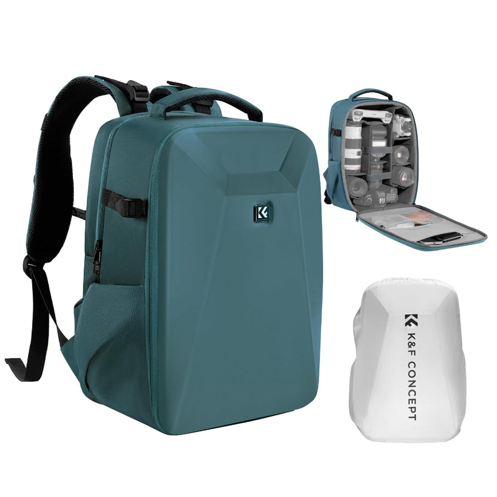 K&F Concept 22 Liters Waterproof HardShell Backpack Kpsack with Padded Dividers, fits 15.6" Laptop, Drone, Camera and Other Photography Accessories | Black, Grey, Khaki, Blue, Green