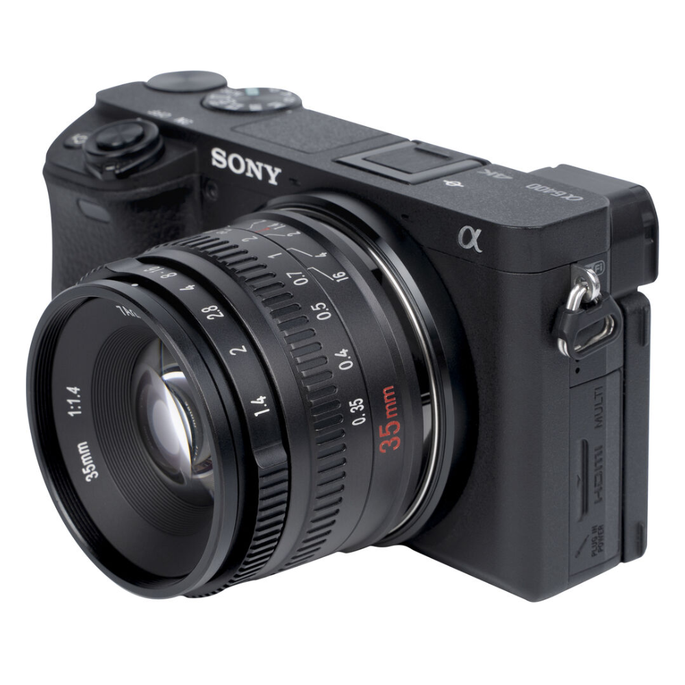 7Artisans 35mm F/1.4 APS-C Format Sony E Mount Compact Portrait Prime Lens MF Manual Focus for Mirrorless Cameras | Black Silver