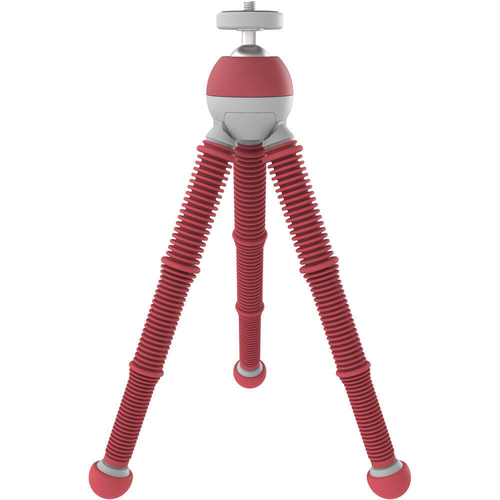 JOBY Podzilla Medium Tabletop Tripod with Griptight 360 Phone Mount Kit, Built-In Ball Head, 1/4"-20 Thread Mount, and 1kg Load Capacity for Vlogging, Recording, and Videography (Red) | 1758