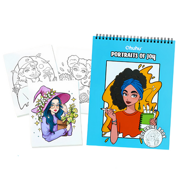 Ohuhu Double Sided Bleed Proof Coloring Book Pad with 20 Pages 40 Designs Top Spiral for Arts Crafts Kids Color Sketch