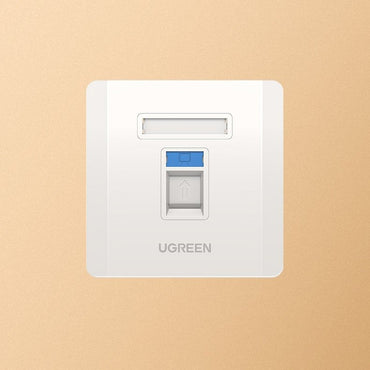 UGREEN RJ45 / RJ11 Single Port LAN Network Wall Socket (10x10 x 3cm) - White | 80180
