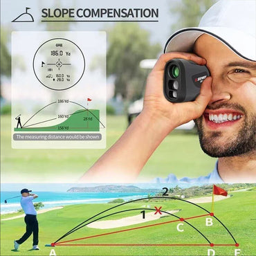 Sndway SW-M1000 Golf Telescope 1000M Water Resistant Laser Rangefinder Long Distance 750mAh Type-C with High-Precision Flag Pole Locking Vibration Function, Slope Mode Continuous Scan