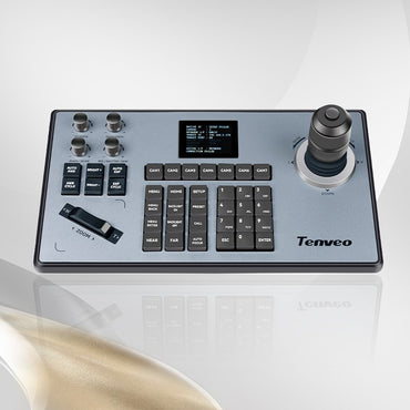 Tenveo TEVO-KB200 PTZ Camera Keyboard Controller with 4D Joystick, Alphanumeric Keyboard, and Up to 7 Programmable Shortcut Control Keys for Ethernet Network Webcams
