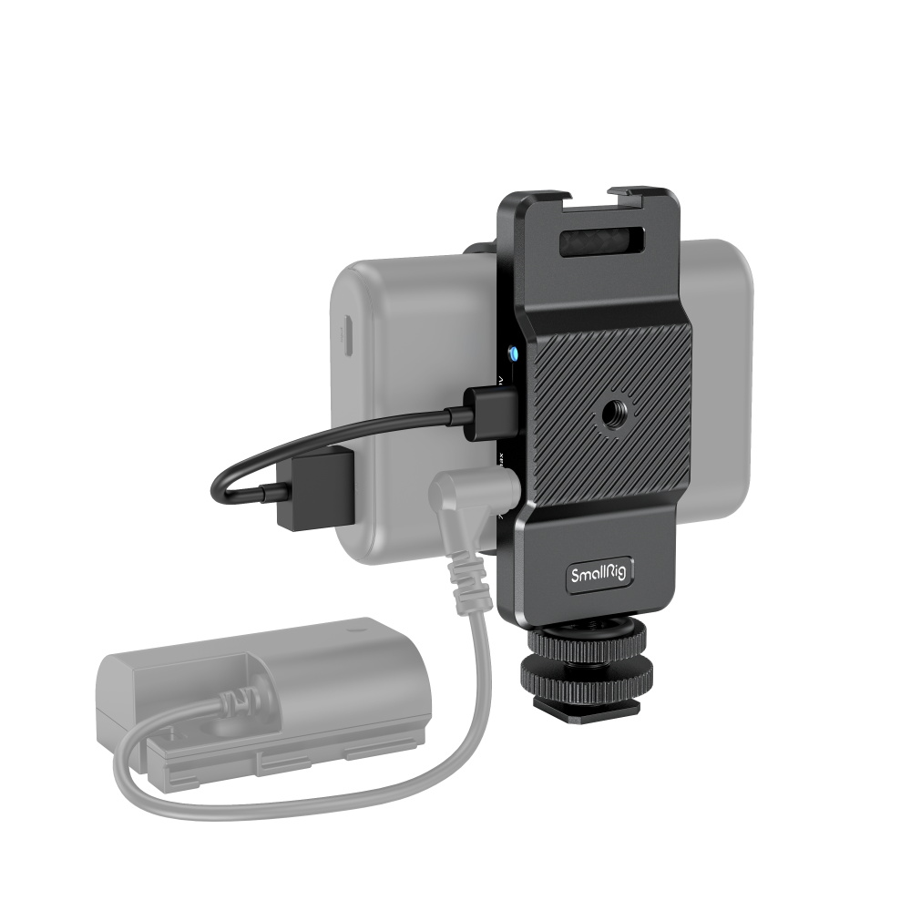 SmallRig Power Bank Adapter with LED Light Indicator, Silicone Strap, Cold Shoe Mount & Type-C Input, 1/4"-20 Threaded Hole with USB PD Support for Camera Batteries 3085