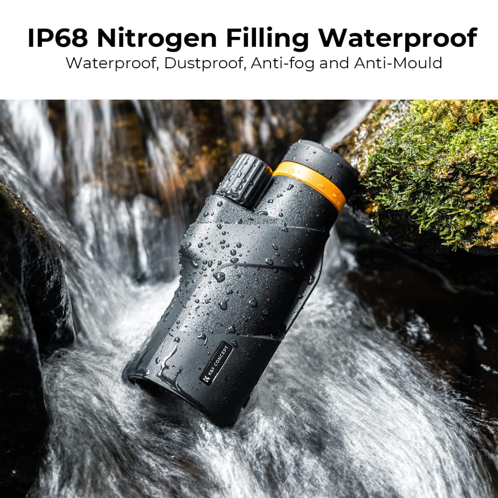 K&F Concept 80x100 Waterproof Monocular Telescope with Multi-Coated BAK-4 Prism Lens, Mobile Phone Mount Adapter, and Tripod for Outdoor Sports Hunting Hiking Camping Travel Photography