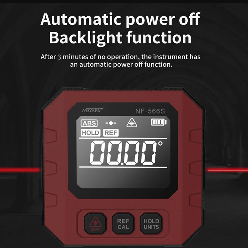 Noyafa NF-566S Double-Sided Laser Digital Inclinomter High Precision Angle Measuring Tool with VA LCD Screen Display, Built-In 3.7V 390mAh Lithium Battery, USB-C Charging Cable for Industrial, Maintainance, and Home Improvements