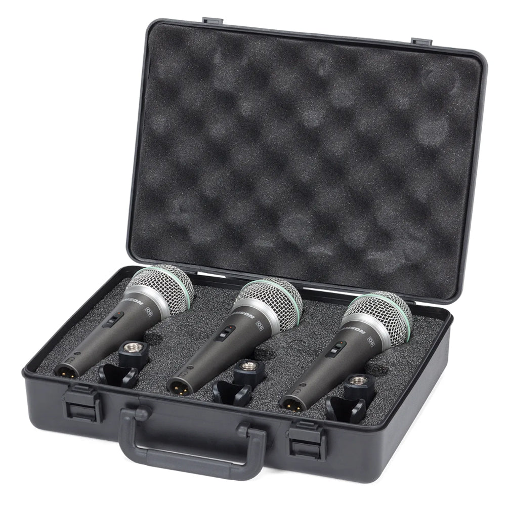 Samson Q6CL 3-Pack Professiol Supercardioid Dymic Microphone Bundle Set Kit with Mic Clip & 18' XLR Cable for Vocal and Instrument Recording, Studio, Live Performance, Karaoke, with 80Hz to 15kHz Frequency Response