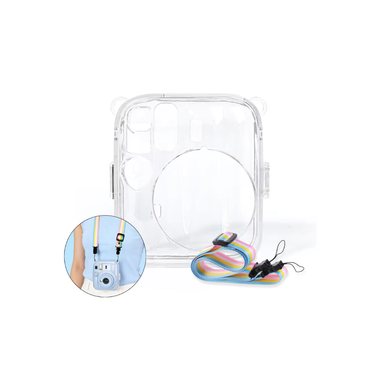 Pikxi Fujifilm Instax Mini 13 Transparent Crystal Camera Protective Case w/ Photo Pocket & Strap
