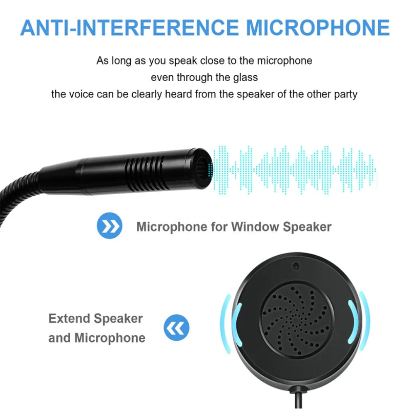 DAYTECH WI11 Two-Way Window Intercom System Glass Barrier PA Speaker and Microphone with Adjustable Volume for Bank, Office, Hospital, Clinic, Pharmacy, Restaurant, Cafe, Coffee Shop, Ticketing, Information Desk Counter