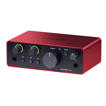 Focusrite Scarlett Solo 4th Generation 2 in / 2 Out USB Type-C Audio Interface with XLR Mic Preamp, Headphone, 1/4" Line & Hi-Z Inputs with Air Mode, Virtual Loopback Function and Software Expansion Bundle