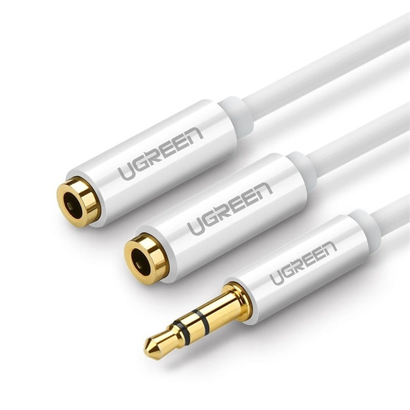 UGREEN 3.5mm TRS Male to Dual 3.5mm Female AUX Headphone Audio Cable Splitter Adapter with Earphone Headset and Microphone Socket for Phone, PC, Tablet | 10532