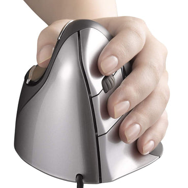 Evoluent Vertical Mouse 4 Ergonomic Left Handed Mouse (Regular Size) with USB Wired Connection, Programmable Buttons, and Supports Windows MacOS Linux for Desktop Computer Laptop PC