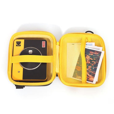 Pikxi Multipurpose Hard EVA Carry Case Storage Bag Organizer for FUJIFILM Instax Square SQ1/6/10/20/40 & Kodak C300R Instant Cameras with Inner Accessory Pocket with Zipper, Shoulder and Wrist Strap – Yellow Black