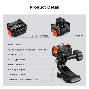 K&F Concept Type-C Charging Mount Adapter for DJI Osmo Pocket 4/3