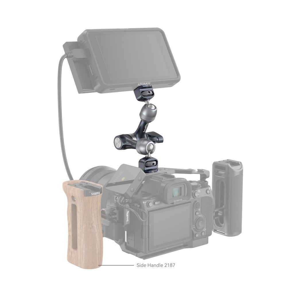 SmallRig 7" Universal Rosette Arm with Dual Panoramic Ball Head, Stretchable Pins, and 1/4"-20 Mounting Screws for Field Monitor, LED Video Light, Microphone, DSLR, Mirrorless Camera, etc. | 4194