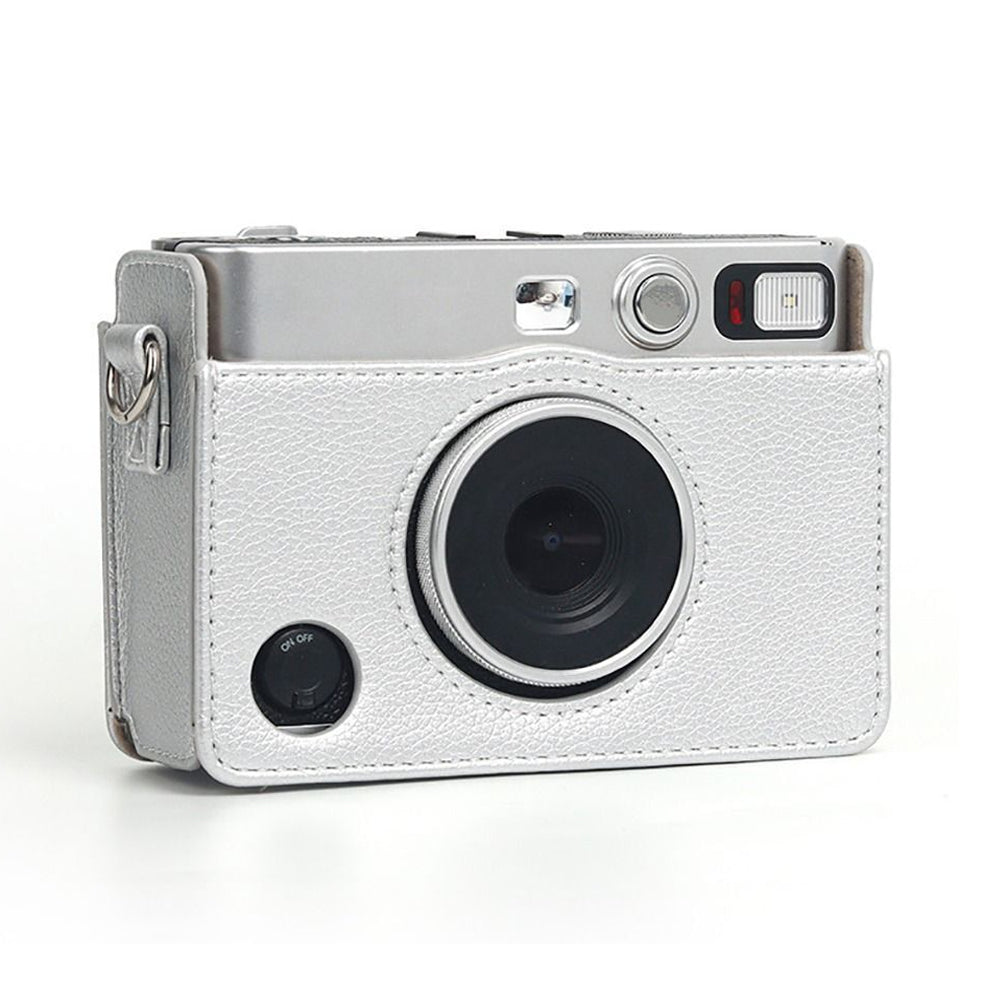 Pikxi Retro Portrait & Landscape Style Shoulder Sling Leather Case Bag for FUJIFILM Instax Mini EVO Instant Film Camera with Shoulder Strap and Formfitting Design for Controls - Available in Brown, Black, Silver, White, Pink Color Options
