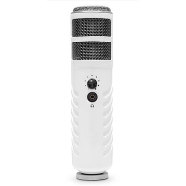 RODE Podcaster MKII Dymic Cardioid Condenser USB Microphone with On-Board Volume Control, Dymic End-Address Audio, Interl Pop Filter, 3.5mm Headphone Output for Podcasting, Live Streaming and Recording - White
