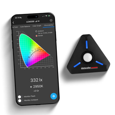 Datacolor LCM200 Light Lumince and Color Temperature Meter for Incident Metering, Ambient and Flash, 1600 ~ 20000K CCT, 80ft Simultaneous Metering, Mobile App and Bluetooth Support for Lighting and Studio Equipment