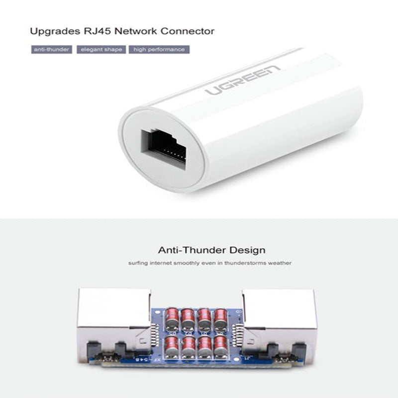 UGREEN Female to Female RJ45 Extension Cable Connector Cat7 / 6 / 5e Ethernet Adapter 8P8C LAN Patch Network Extender | Network Cables & Connectors | 20391