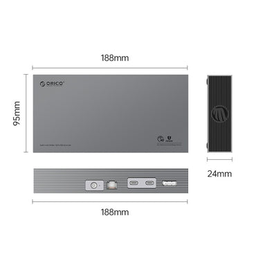 ORICO 11-in-1 Thunderbolt 3 40Gbps Type-C Docking Station with Dual-Bay M.2 NVMe SATA SSD Enclosure, DP 8K@30Hz Video Converter, RJ45 1000Mbps, USB-C/A Hub 10Gbps, PD 60W, 3.5mm Audio/Mic - Supports Windows & macOS PCs, Computers, Laptops