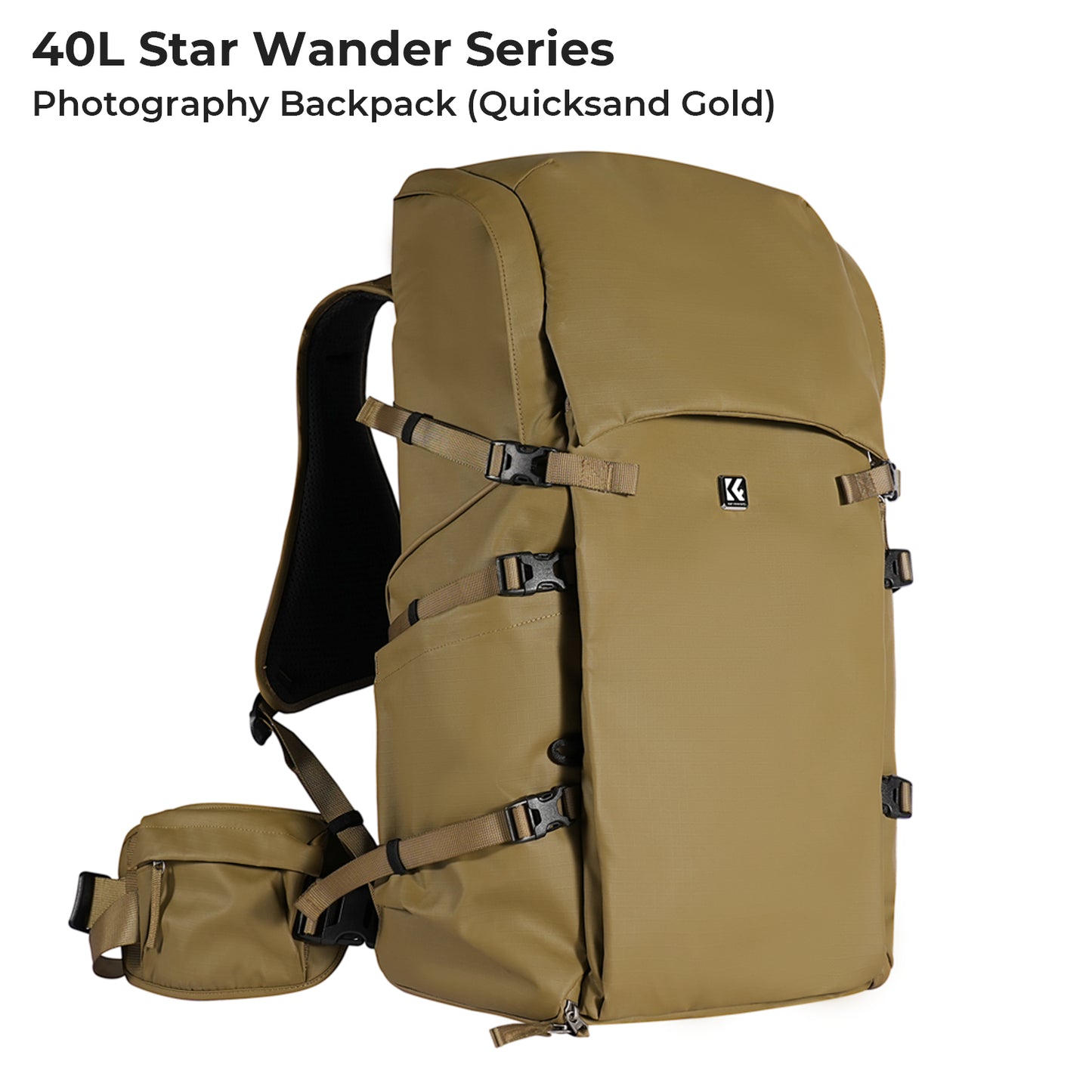 K&F Concept 40L Liter Star Wander Series Large Capacity DSLR Mirrorless Camera and Drone Backpack with Multi Storage Pockets, fits 15.6" Laptop and Padded Dividers for Travel Photography and Videography | KF13-207 | Black/Gold