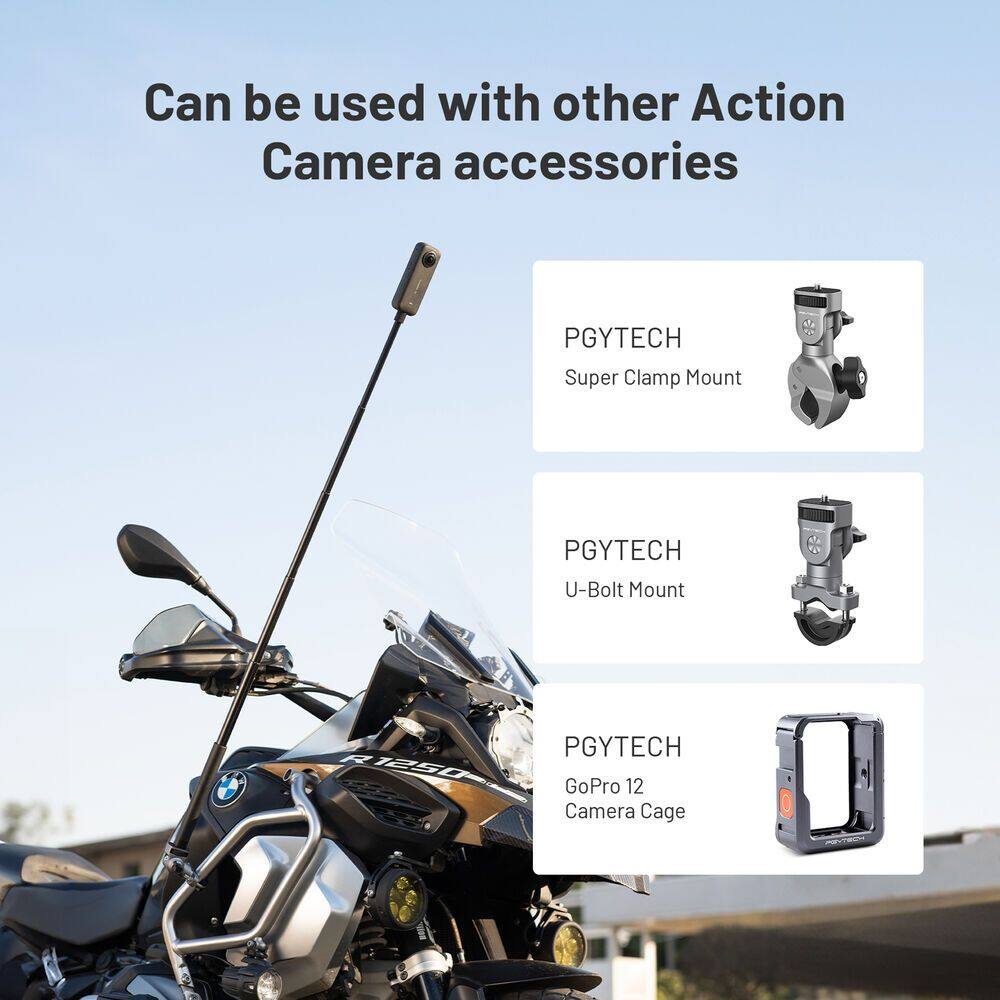 PGYTECH 96cm Extendable Selfie Stick for Insta360, DJI, and GoPro Action Cameras | P-GM-174
