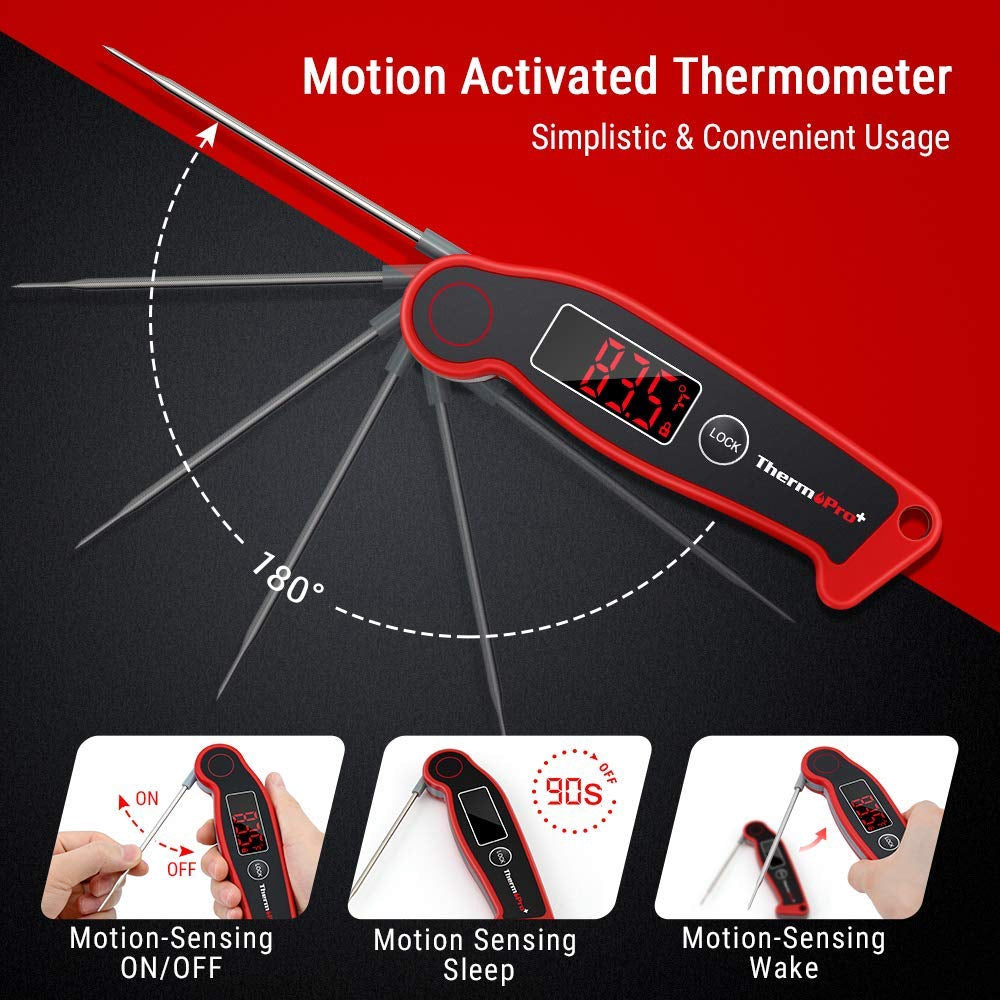 ThermoPro TP-19 TP19 Waterproof Digital Meat Thermometer for Grilling with Ambidextrous Backlit & Thermocouple Instant Read Thermometer Kitchen Cooking Food Thermometer