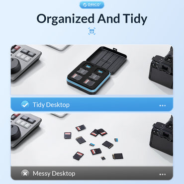 ORICO Shock-Resistant Memory Card Case with Multi-slot EVA Foam for SD / TF / CF Express Cards, M.2 SSD Solid State Drives, and  2.5 Inch HDD / SSD Hard Disk Drives - Storage and Organizers