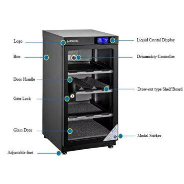 Andbon AD-100C Horizontal Dry Cabinet Box 100L Liters Digital Display with Manual Humidity Controller
