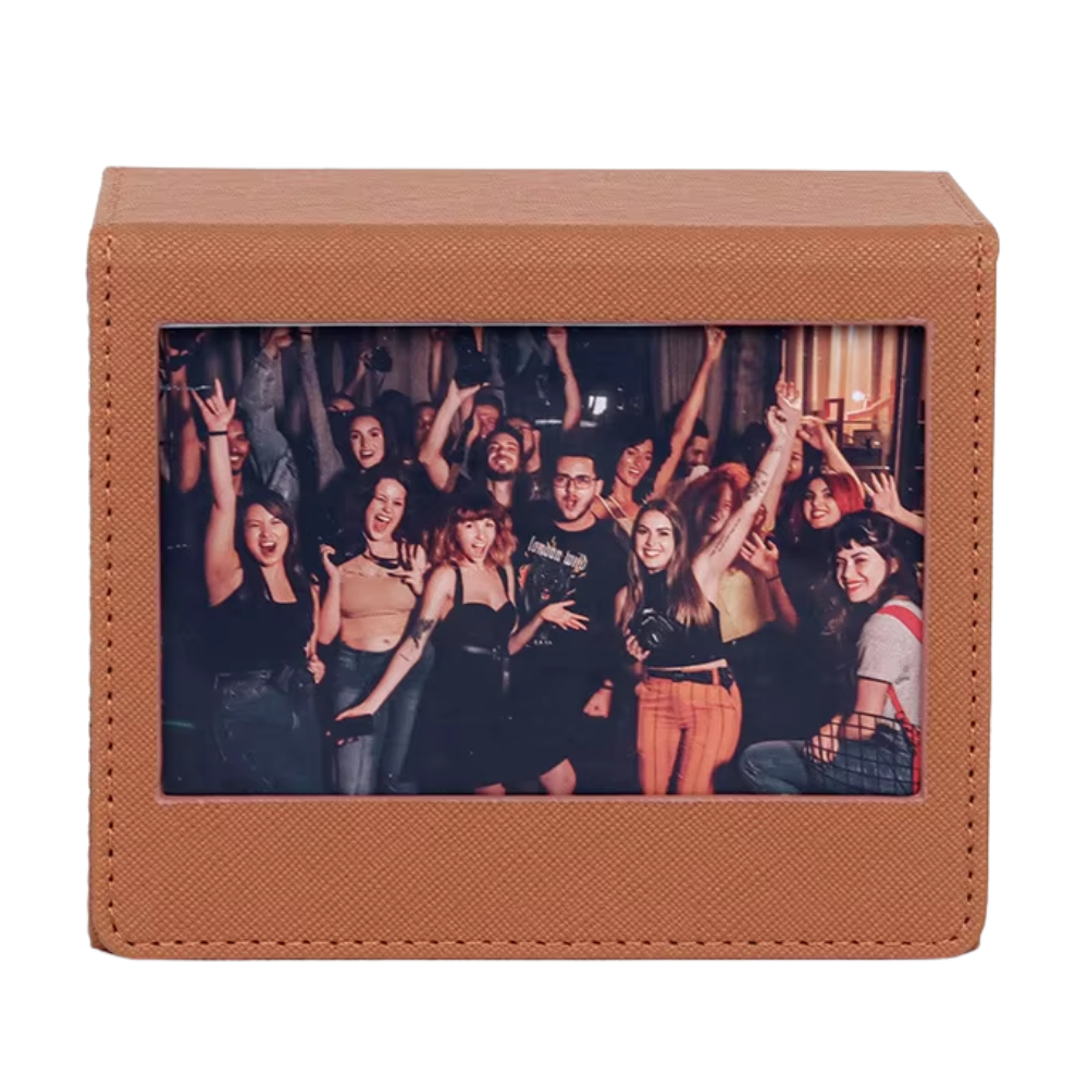 Pikxi PU Leather Photo Storage Pocket Box for FUJIFILM Instax Wide Films with Maximum 50 Slots Capacity & PVC Front Display | Black Brown Green