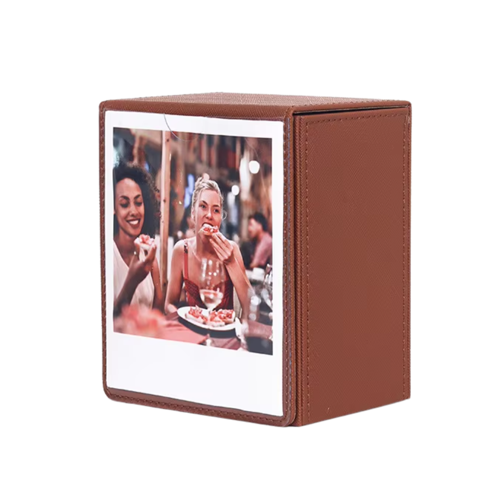 Pikxi PU Leather Photo Storage Pocket Box for FUJIFILM Instax Wide Films with Maximum 50 Slots Capacity & PVC Front Display | Black Brown Green