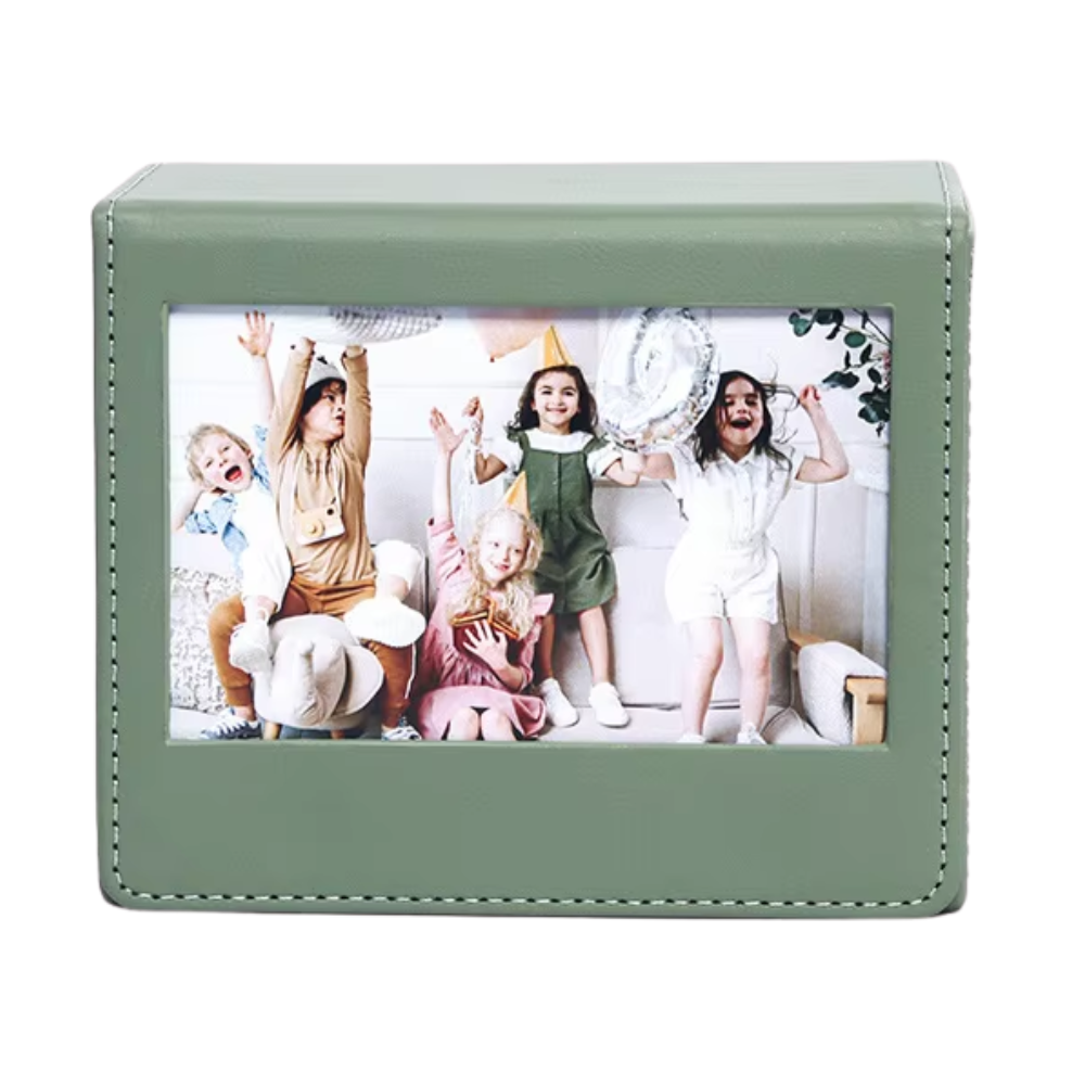 Pikxi PU Leather Photo Storage Pocket Box for FUJIFILM Instax Wide Films with Maximum 50 Slots Capacity & PVC Front Display | Black Brown Green
