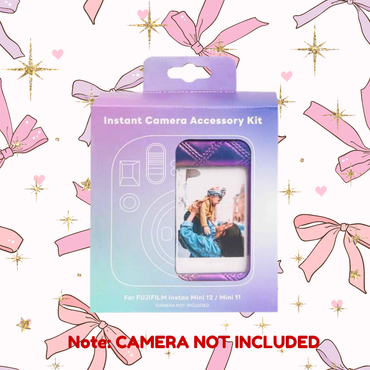 Pikxi 5-in-1 FUJIFILM Instax Mini 12 / 11 Metallic Ombre Instant Camera Case Bundle with Photo Album, Compact Frame, Bag Tag and 10pcs Film Sticker Set