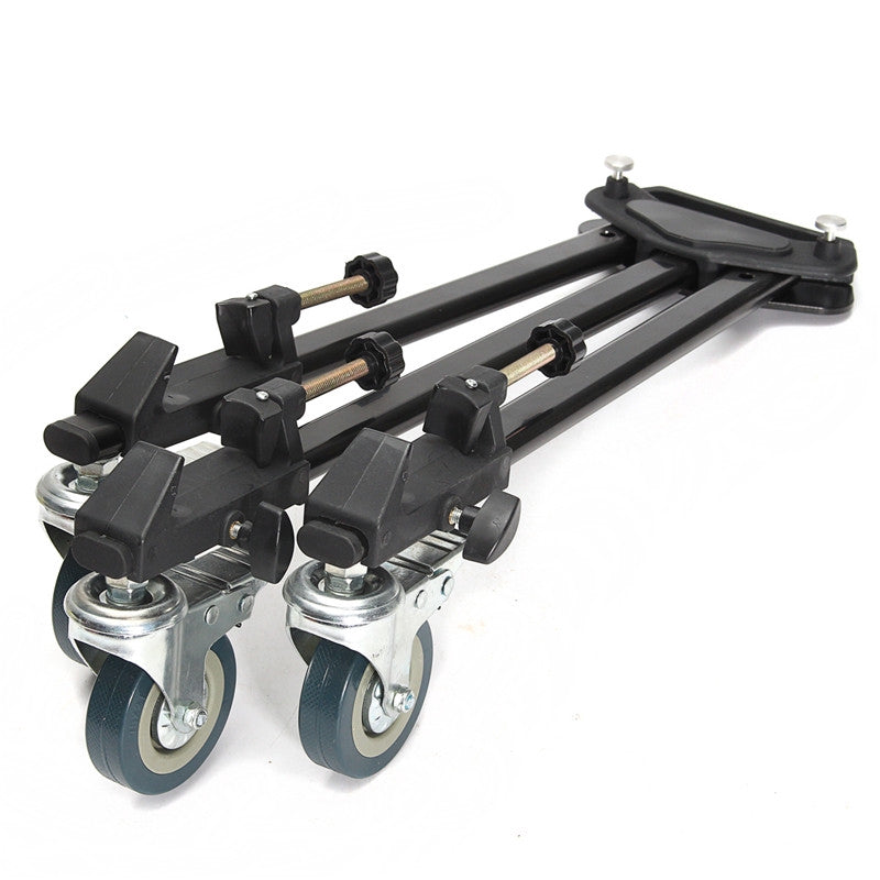 Pxel AA-TP DOLLY Heavy Duty Aluminum Folding Tripod Dolly with 3 Wheel Slider Stand for Video Camera Camcorder