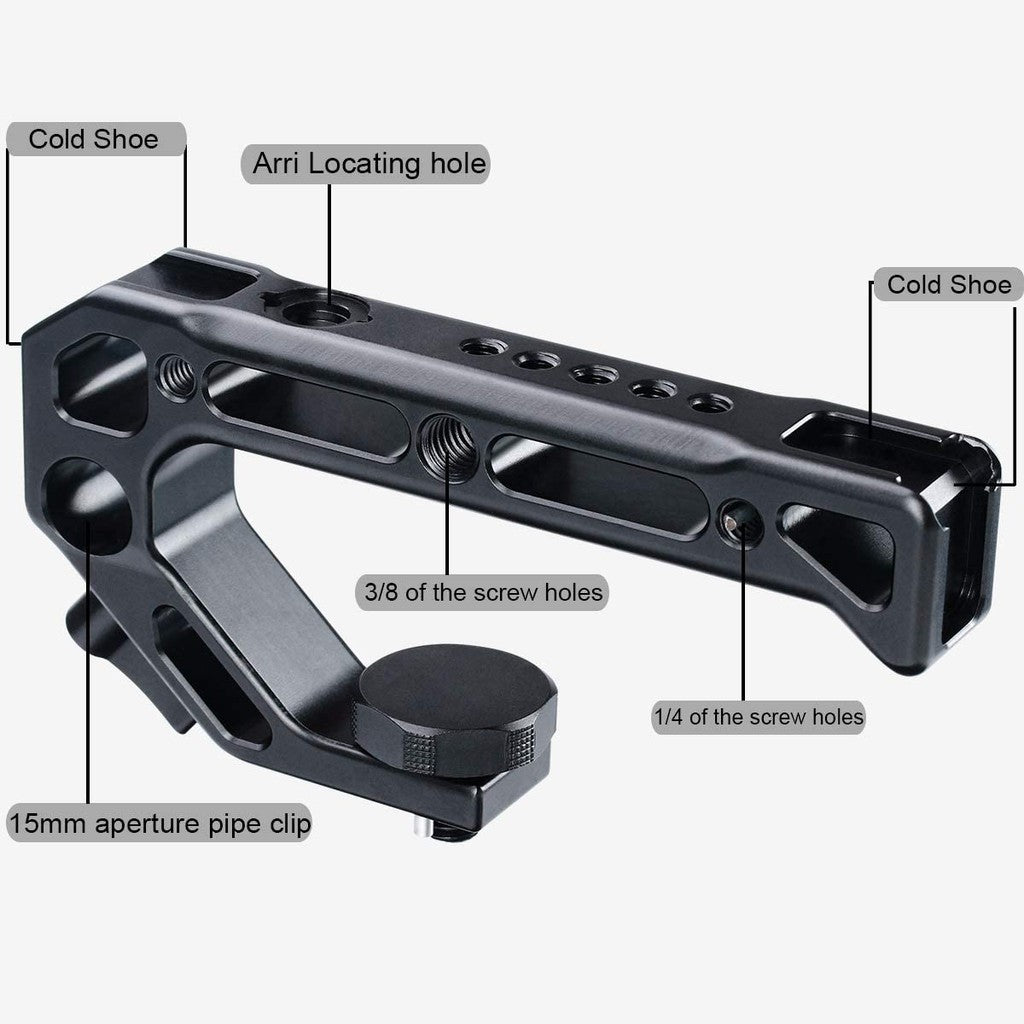 UURig by Ulanzi R008 Top Handle Grip Arri Locating Screw with Cold Shoe Monitor Holder for Cameras