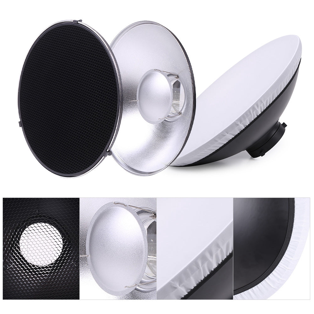 Pxel 550MM Beauty Dish Reflector with Honeycomb Grid Diffuser