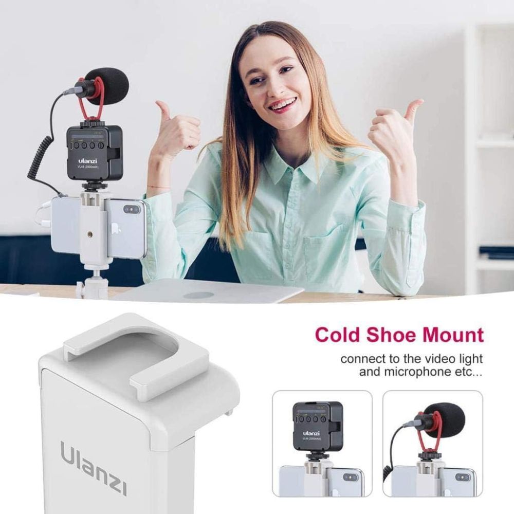 Ulanzi ST-07 Smartphone Holder with Cold Shoe for Mobile Photography Tripod Bracket Universal Vlog Vlogging Accessory | Black, White | JG Superstore