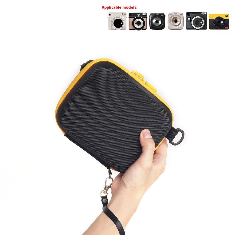 Pikxi Multipurpose Hard EVA Carry Case Storage Bag Organizer for FUJIFILM Instax Square SQ1/6/10/20/40 & Kodak C300R Instant Cameras with Inner Accessory Pocket with Zipper, Shoulder and Wrist Strap – Yellow Black