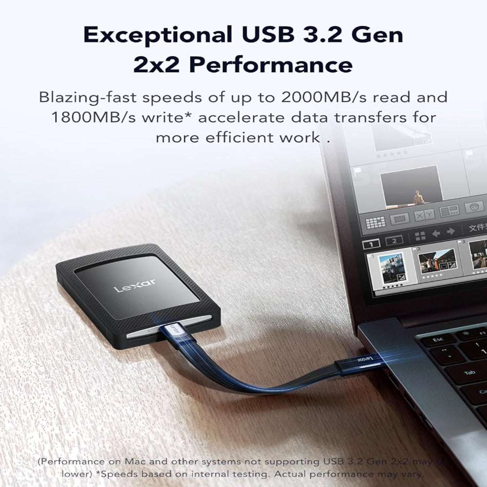 Lexar Professional 2TB 1TB SL500M 2.5" Portable SSD Solid State Drive and Magnetic Set for iPhone 15 / 15 Pro MAX with USB Type-C 3.2 Gen2 x2 Port, Max 2000MB/s Read, 1800MB/s Write Speeds, Direct 4K 60fps Recording