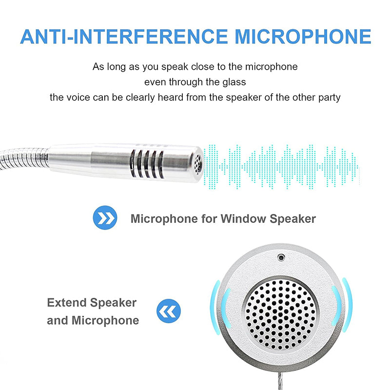 DAYTECH WI09 Two-Way Window Intercom System Glass Barrier PA Speaker and Microphone with Adjustable Volume for Bank, Office, Hospital, Clinic, Pharmacy, Restaurant, Cafe, Coffee Shop, Ticketing, Information Desk Counter