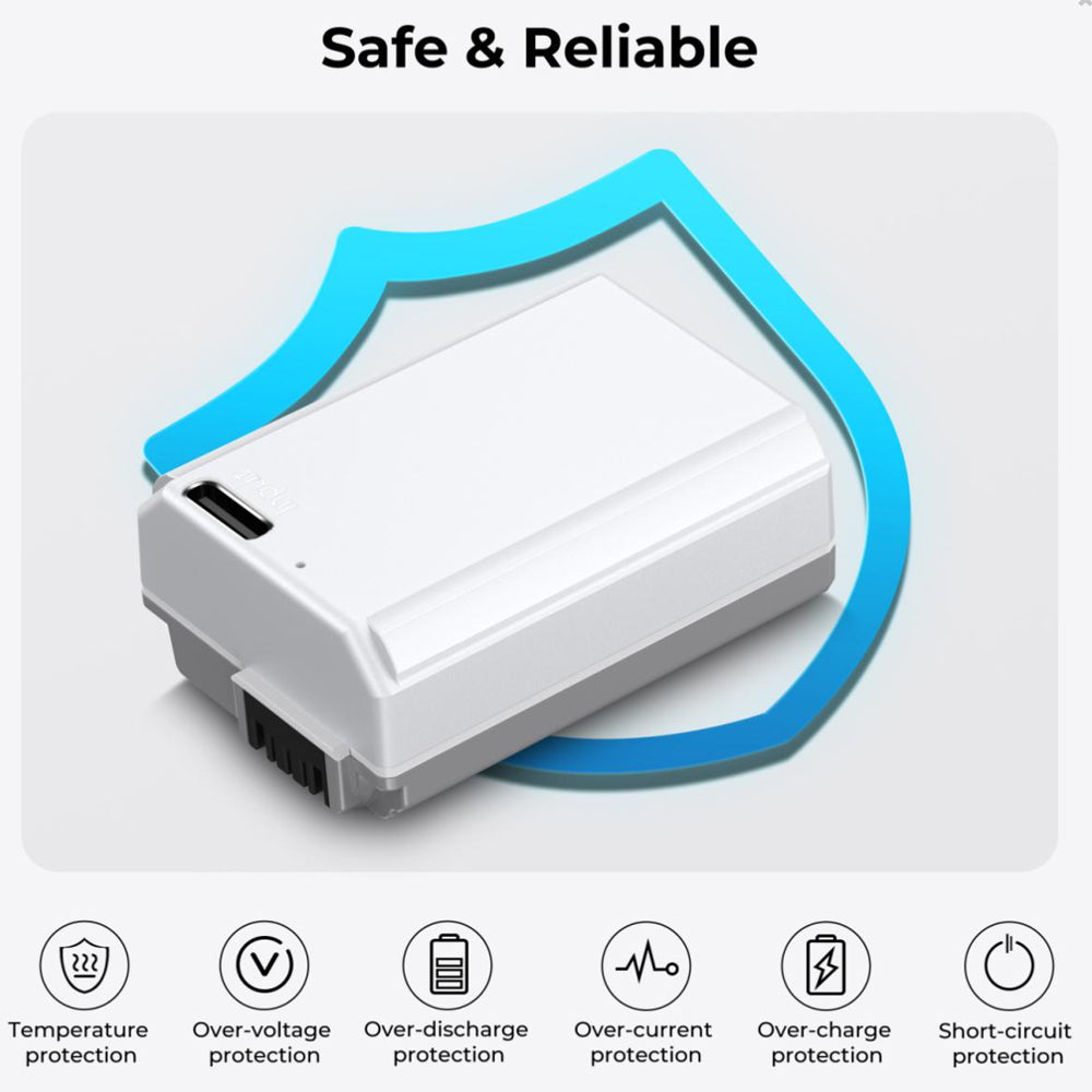 K&F Concept NP-FW50 Battery Pack Li-Ion 7.2V 1100mAh with USB Type-C Connector Direct Charging for Selected SONY Digital Camera ZV-E10, Alpha 7, A7, A7II, A7RII, A7SII, A7S, A7S2, A7R, A7R2, A5000,A6000, A6500, A6300, NEX-3, NEX-5, etc.