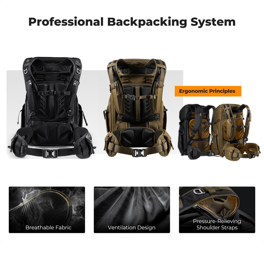 K&F Concept 30L Professional Camera Backpack with 15" Laptop Compartment, Removable Inner Pouch, Multiple Pockets, Adjustable Straps, Water-Resistant, Ergonomic Design for DSLR, Mirrorless Cameras, Drones, Lenses & Accessories