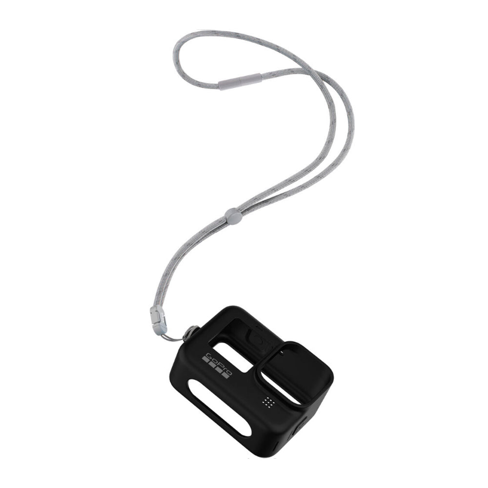 GoPro Sleeve + Lanyard with Protective Silicone Anti-Scratch Cover for HERO 12 / 11 / 10 / 9 BLACK Action Cameras | Black, White