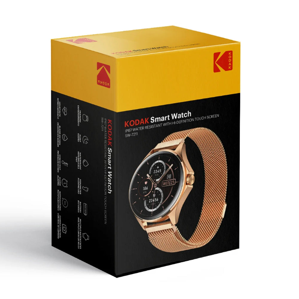 KODAK SW-7211 / SW-7212 Smart Watch IP67, Bluetooth 5.3, 1.32" HD Full Touch Display, 260mAh Max 5 Days Battery Life, Mobile GPS, Health Monitoring, Multiple Watch Faces | Rose Gold, Silver