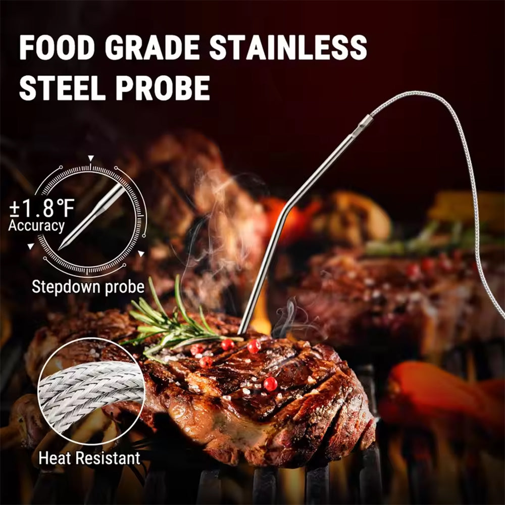ThermoPro Wireless Remote Digital Cooking Turkey Steak Food Meat Thermometer for Grilling Oven Kitchen Smoker BBQ Grill Thermometer with Probe, 300 Feet Range | TP07 | TP06B